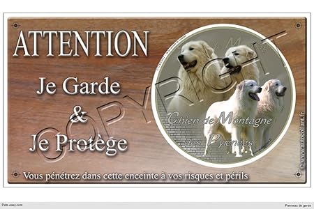 Pets Easycom Panneau Chien Ou Plaque Montagne Des Pyrenee 20 Cm