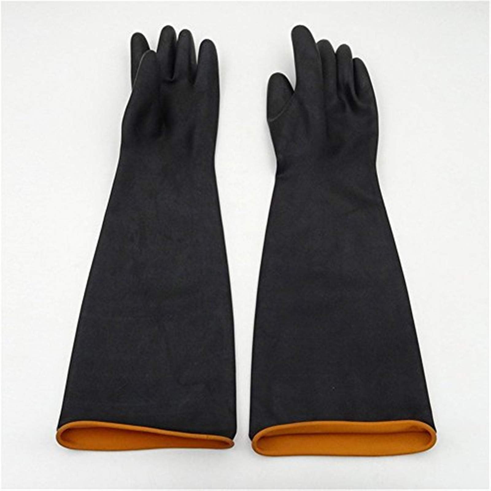 RUWALY Reusable Heavy Duty Industrial Gardening Household Washing Cleaning Gloves Latex Free Protection Safety Gloves Resist Strong Acidwith FDA Certificate for Fishing Chemurgy Black 22inch 1 Pair