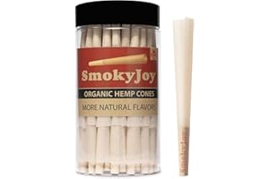 SmokyJoy 50 Pack King Size Cones - Pre Rolling Rolled Preroll Papers with Filter Tips and Packing Tubes Included
