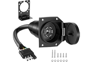 YONHAN 4 Pin to 7 Pin Adapter Trailer Light Adapter 4-Way Flat Truck to 7-Way Blade Reverse Plug Connector with Mounting Bracket for Towing Solutions