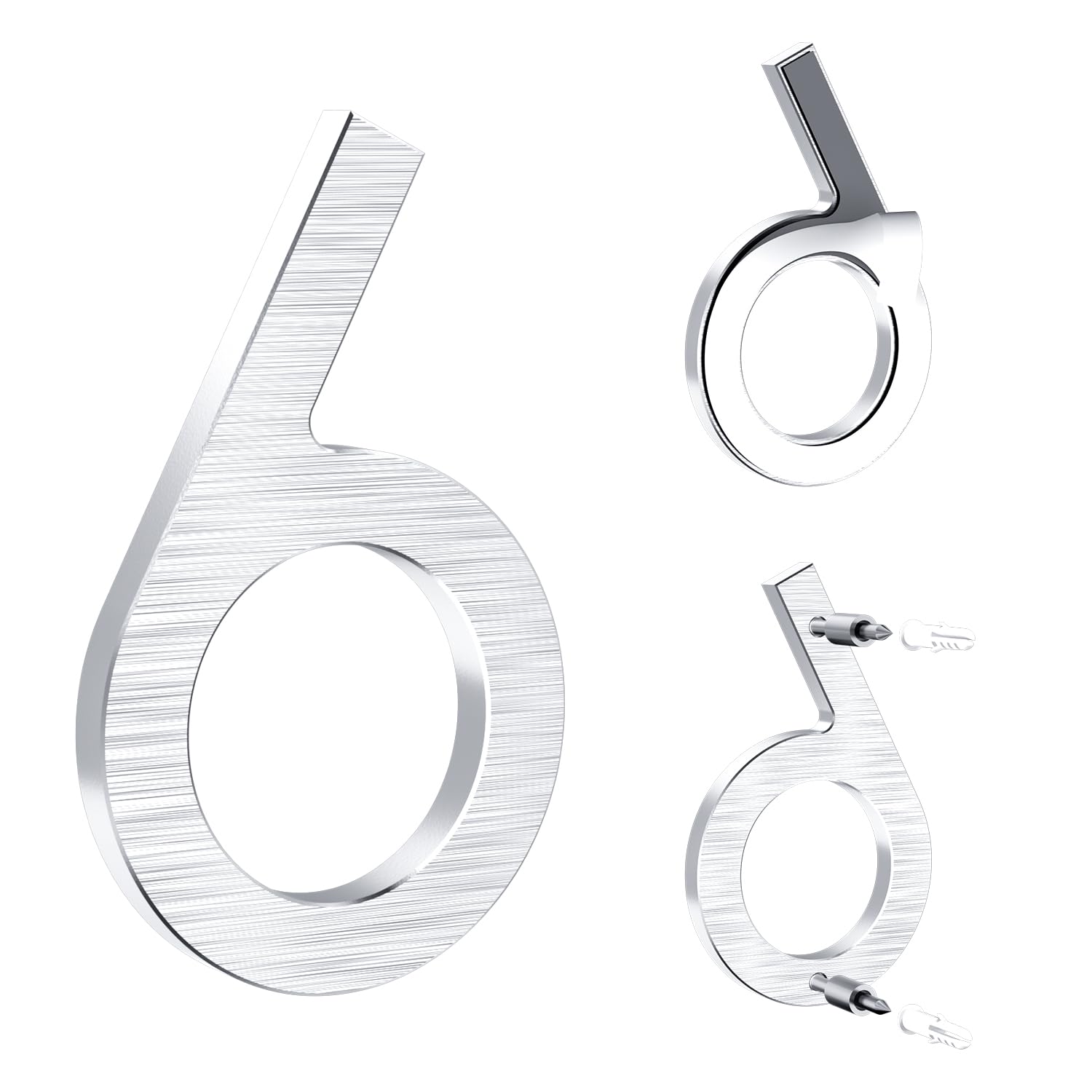 Photo 1 of Yafimea 5 Inch House Numbers for Outside, Modern Silver Metal Address Numbers with Floating Effect, Adhesive or Screw Mount, Weatherproof Aluminum for Home Mailbox Porch Wall (6/9)