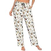 PrelerDIY Women Comfy Pajama Pants Stretch Sleepwear Lounge Pants With Pockets & Drawstring