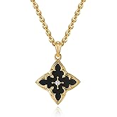 Fettero Gold Clover Necklace for Women Dainty 14K Gold Plated CZ Pendant Necklace Adjustable Chain Choker Charm Colorful Clover Pendant Lucky Necklaces for Women Jewelry