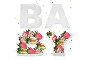 DYLCYPHERIA Baby Letter Fillable for Baby Shower Party Gender Reveal Sweet Charcuterie Board Food Cardboard Paper Mache Serving Tray (White)