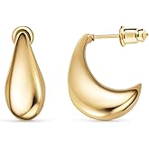 WANTED PIECES 14K Real Gold Plated Drop Earrings, Gold Earrings for Women and Girls, Jewelry for Women