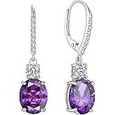 FJ Dangle Drop Earrings 925 Sterling Silver Solitaire Leverback Earrings Birthstone Jewelry for Women