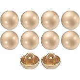 HARFINGTON 10pcs 16L Metal Round Flat Sewing Buttons 10mm 3/8" Single Hole Craft Replacement Button for Men Women Suit Woolen Coat Shirt Trousers Sewing Crafts, Gold Tone