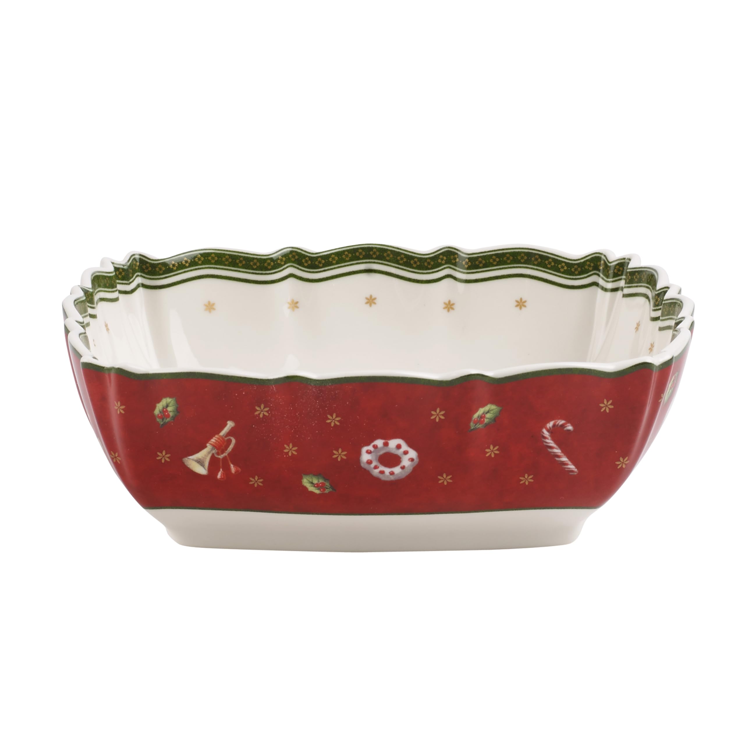 Villeroy & Boch serving bowl, material: hard porcelain, size: 17 cm x 17 cm x 6 cm, colour: white, red