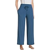Pintage Women's Petite Lounge Pants With Pockets Wide Leg