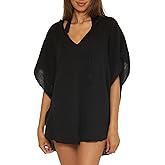 Trina Turk Womens Serene Poncho, V-Neck, Casual, Pull On, Beach Cover Ups for Women