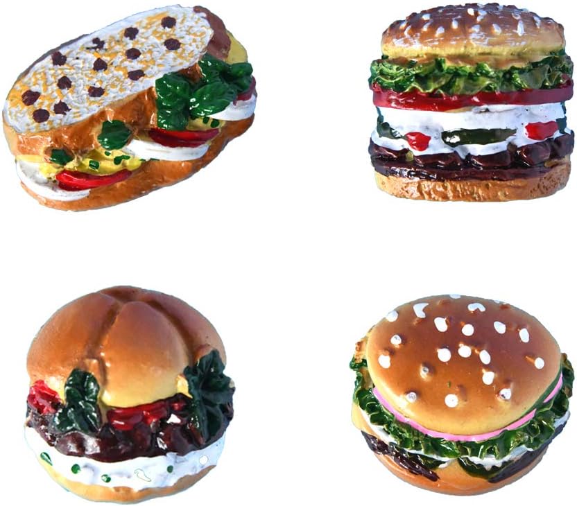 Magnets Strong Mini Magnets Cute Magnets Hamburger Magnets Unique Refrigerator Magnets Funny Magnets for Refrigerator 4pcs