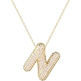 Necklace for Women, Gold Alphabet Necklace Crystal Personalized Diamond Letter Necklace Initial Pendant Fashion Zircon Jewelry Gift for Women(N)