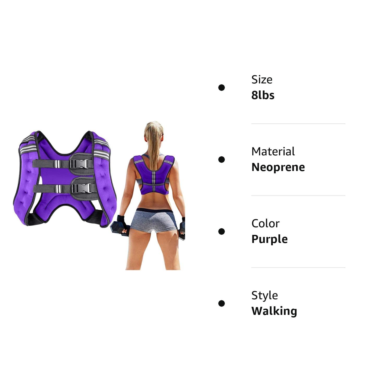 Prodigen Weighted Vest for Women and Men 8 12 16 20 25 30 Lbs with Reflective Stripe and Double Adjustable Buckle Straps Weight Vests for Strength Training, Jogging, Cardio, Weight Loss