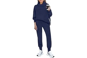 Caracilia Women's 2 Piece Outfits Sweatsuit Sets Cowl Neck Oversized Sweatshirt Jogger Sweatpant 2024 Fall Lounge Sets