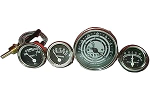 Tachometer,Temp,Oil Pressure, Amp Gauge Set for FD New Holland tractor 2N 8N 9N NAA 601 70 801 901 2000 4000 - Chrome bezel