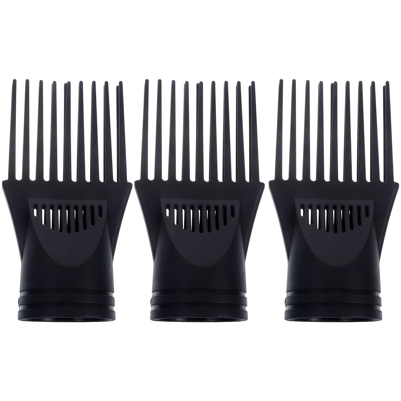 SUPVOX High Temperature Resistant Hair Dryer Comb 3Pcs Hair Pik Blow Dryer Mouth Nozzle Diffuser Attachment Hairdressing Salon Barber Comb for Fine Wavy Curly Hair Accessories (Black)