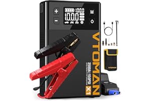 VTOMAN X1 Jump Starter with Air Compressor, Car Battery Jumper Starter (Up to 8.5L Gas/6L Diesel Engine) with 150PSI Auto Tire Inflator, 12V Portable Booster Pack, Lithium Jump Box Charger-Black