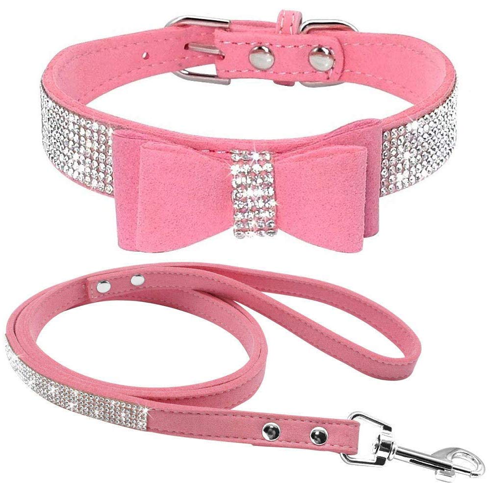 ETOPARS Rhinestone Dog Collar Leashes, Crystal Diamond Cat Dog Collar Leash Set, Cute Dazzling Dog Rhinestone Collar, Dog Collar Harness for Small & Medium Dogs