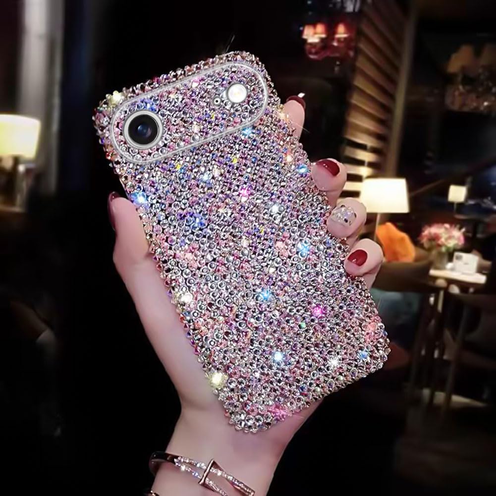 Erolagomat Bling Designer for iPhone 17 Air Case, Glitter Rhinestones Phone Case with More Than 800 Super Shiny Rhinestones,Luxury Sparkly Hard Back Cover for Women Girls