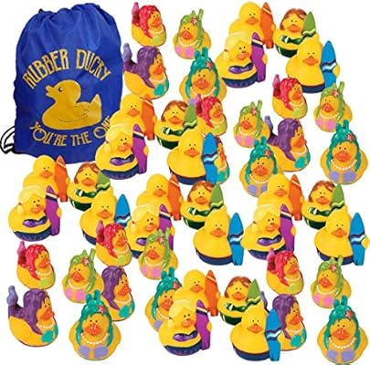 Summer Luau Rubber Ducks 48 Duckies 1 Drawstring Bag Beach Pool Party Favors 24 Surfers 24 Mermaids Rubber Duckies Buy Online At Best Price In Uae Amazon Ae