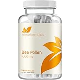 High Strength Bee Pollen Supplement - Natural Superfood Bee Pollen Capsules with Rich Nutrient Profile with Vitamins Minerals and Antioxidants - 1500mg Serving - Made in The US (200 Capsules)