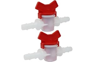 OSVJE 2PCS 3/8" ID in Line Hose Barbed Ball Valve Shut-Off Switch - Durable Plastic, Easy Installation, Leak-Free Design for Aquarium, Garden, and Micro Irrigation Systems, White