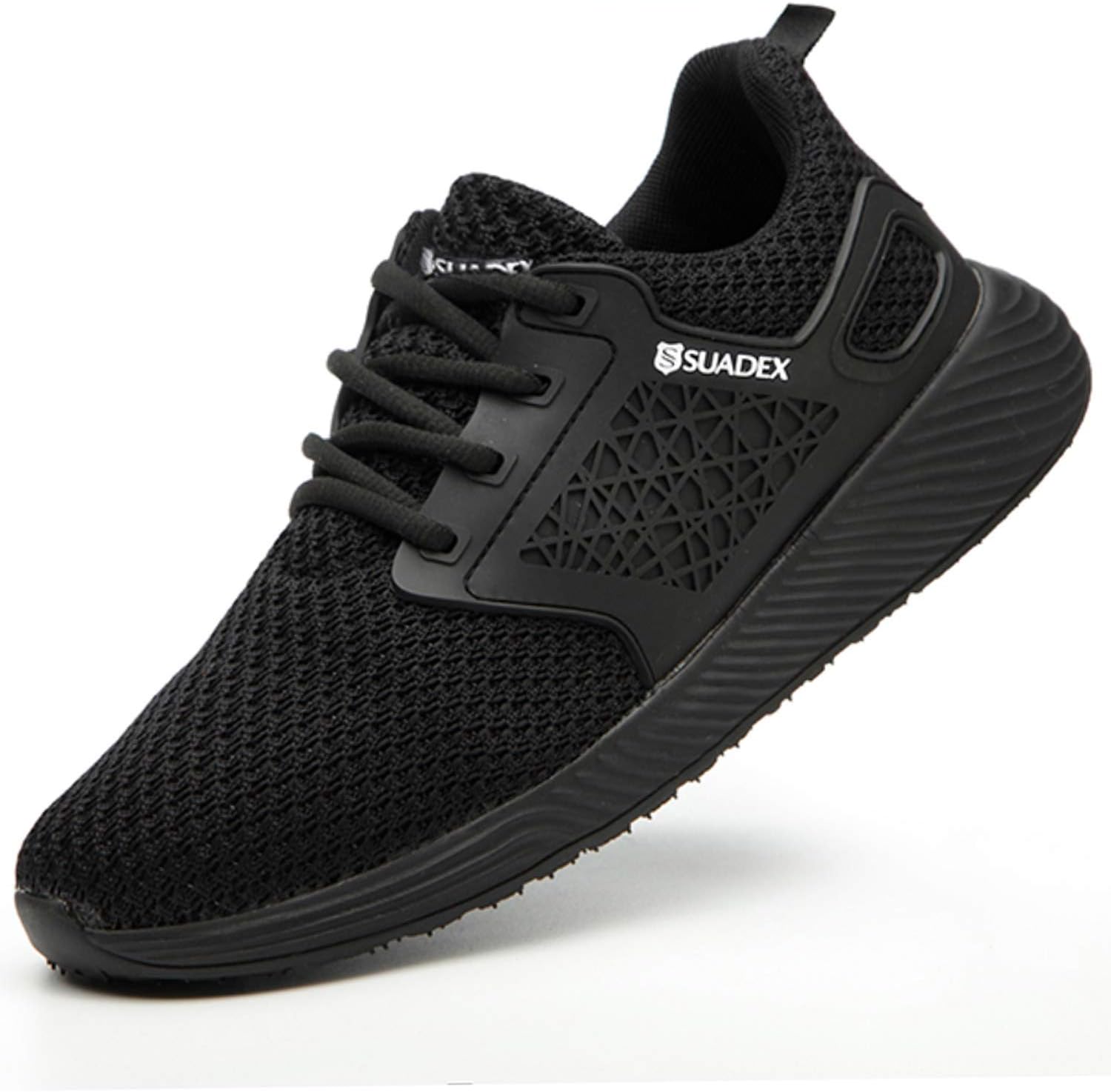 SUADEX Work Safety Shoes for Men Womens, Steel Toe Shoes Lightweight Breathable Toe Sneakers Construction Working Shoes for Hiking Trail Tennis
