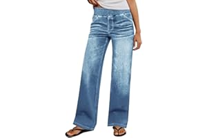 Wide Leg Jeans for Women Stretchy High Waist Sweatpants Jeans Straight Leg Pull on Denim Pants 2026 Casual Trousers