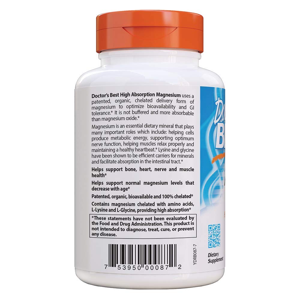 Doctor's Best High Absorption Magnesium Glycinate Lysinate, 100