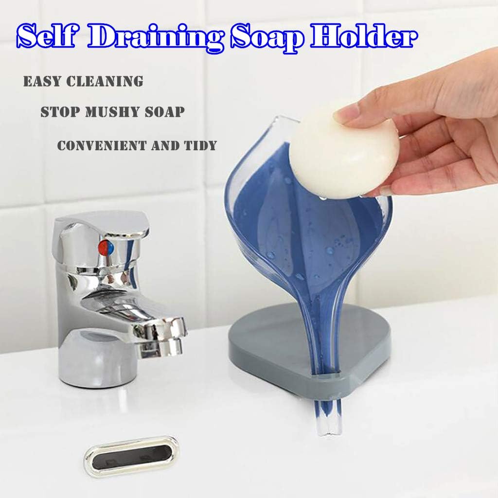 Leafology Decorative Drainage Soap Holder - Detachable Soap Box with Suction Cup, Multi-Purpose Dish Storage Tray Holder Soap Container with Drain, Easy Cleaning, Dry, Stop Mushy Soap (Purple)