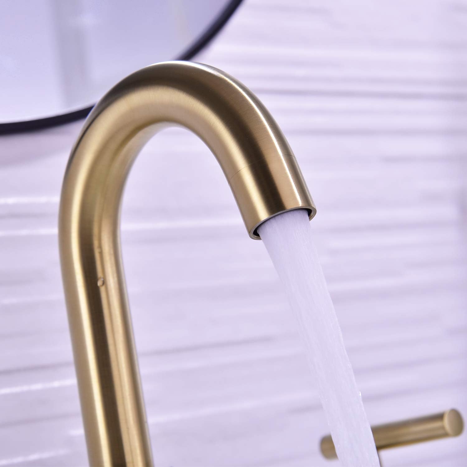 TRUSTMI 2 Handle 8 Inch Brass Bathroom Sink Faucet 3 Hole Widespread with Valve and cUPC Water Supply Hoses, with Overflow Pop Up Drain Assembly, Brushed Gold - - 