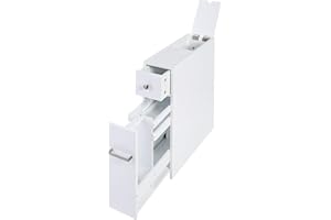 Spirich Home Slim Bathroom Storage Cabinet, Free Standing Toilet Paper Holder, Bathroom Cabinet Slide Out Drawer Storage, White