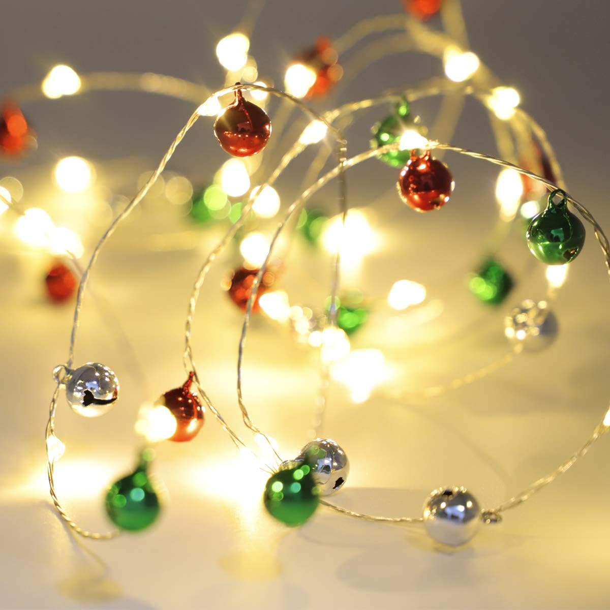 MIYA LIFE Christmas String Lights 10ft 60 LEDs 60 Jingle Bells Copper Wire with Remote Control for Winter Festival Christmas Eve Evening Gift Party Gardens Bedroom Decoration Birthday Wedding Gift