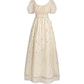 LTAKK Regency Dress Women Regency Costume Empire Waist Dresses Tea Party Victorian Gown Embroidery