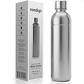 Nordiqo Stainless Steel Carbonating Bottle 33 oz | Compatible with Aarke Carbonator 3, SodaStream Duo & Plastic Bottles | Not for models Aqua Fizz & Jet | No Expiry | Plastic-Free