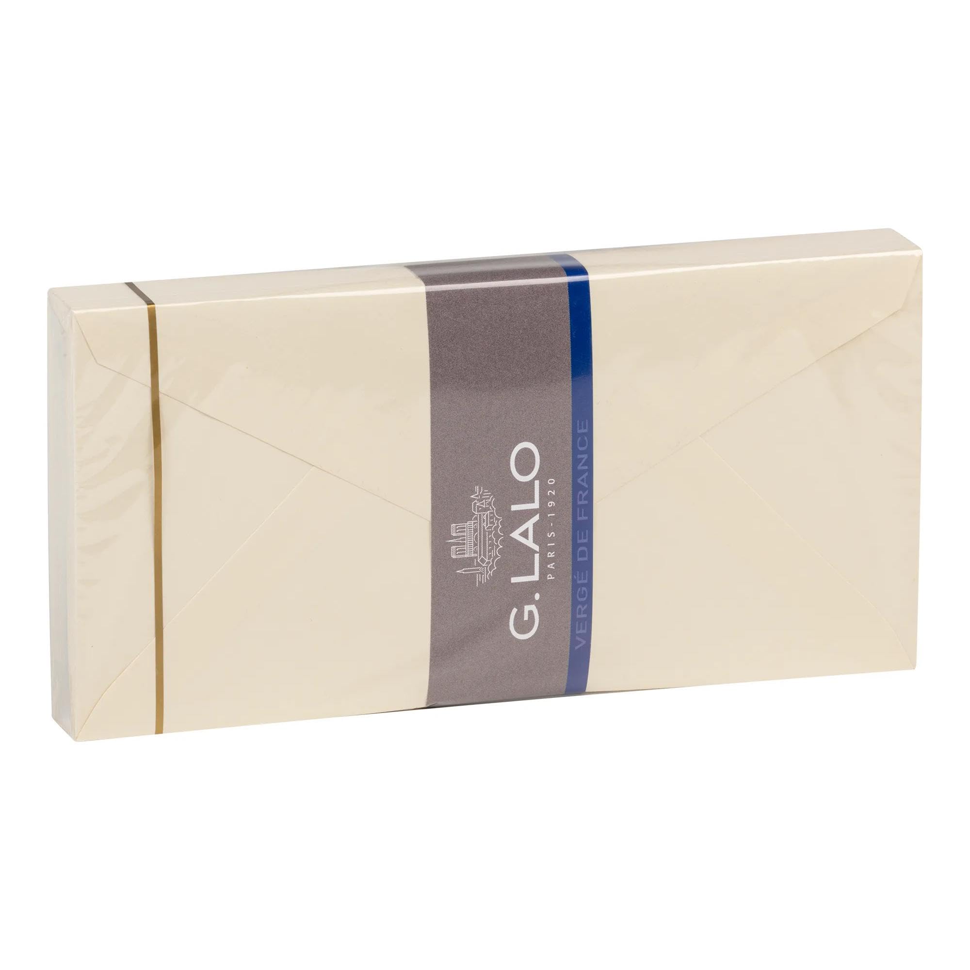 Lalo 22716L -Verge De France Pack of 25 gummed Lined envelopes. Size: DL 11x22 cm, Laid Paper from France, Ivory Lined Correspondence Paper Made in France