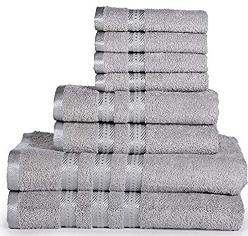 Casa Lino -100%Cotton, Fade Resistant, Highly Absorbent, 8 Piece towel set, 2 Bath towels, 2 Hand Towels, 4 Washcloths, Machine washable, Hotel quality, Soft absorbent Towel Gift Set -Diana collection - Thumbnail 4