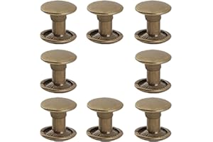 MEGOTO 300sets Leather Rivets Double Cap Rivet Tubular Metal Studs Repairs Decoration Craft Accessories for Leather Craft Clothes Shoe Bag Belt (8mm Bronze)