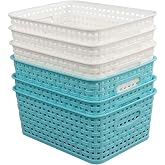 Vababa Plastic Storage Baskets/Storage Bins, Pack for 6