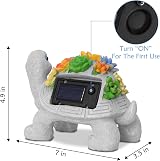 RICHIE Solar Turtle Garden Statue with 7 LED Lights Succulent Outdoor Decor view 4