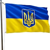 Ukraine Trident Flag 2x3FT Ukrainian National Flag Fade Proof Polyester with Brass Grommets Indoor Outdoor(Trident, 2x3FT)