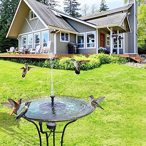 Solar Fountain, Solar Powered Bird Bath Fountain Pump 1.4W Solar Panel Kit Water Pump,Outdoor Watering Submersible Pump for Pond, Pool, Garden, Fish Tank, Aquarium - Thumbnail 2
