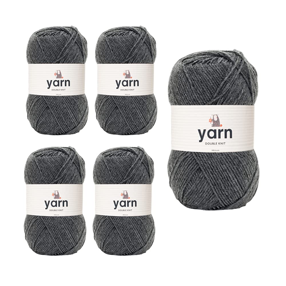 Korbond DK Grey Yarn - 5 x 100g Acrylic Wool - Lightweight, Hypoallergenic & Durable Double Knit Crochet Yarn Knitting Wool (1450m Total) — image 1