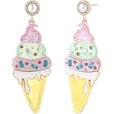 MADISON TYLER Cute Funny Dangle Earrings for Women | Carrot Watering Bottle Flower Hot Dog Ice Cream Pizza Basket Food Earrings Jewelry Gifts for Women