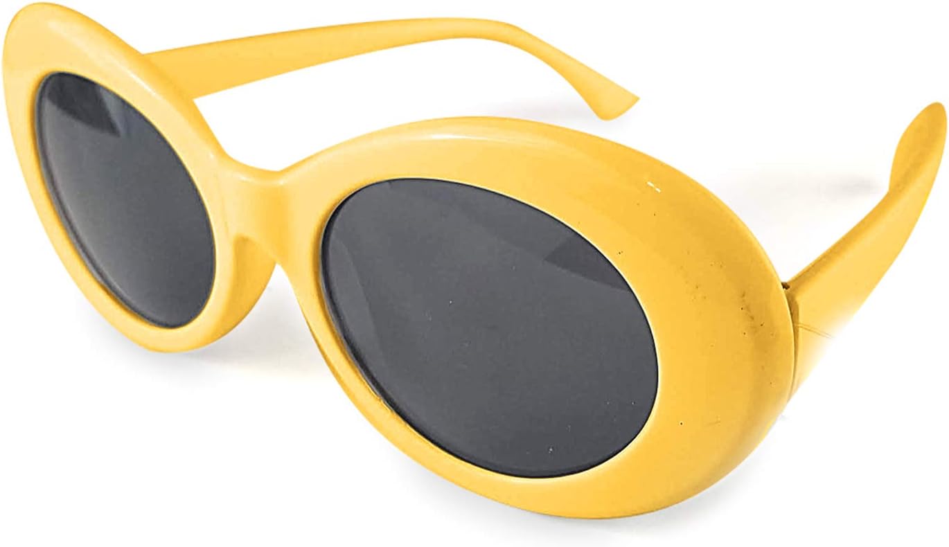 Clout Goggles. Thick Oval Frame. Hypebeast Mod Fashion Kurt Cobain Sunglasses … (Yellow)