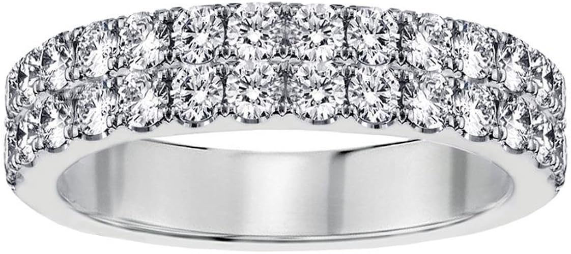 VIP Jewelry Art 1.15 CT TW Two Row Diamond Wedding Band in Platinum (G color, VS2/SI1 clarity)