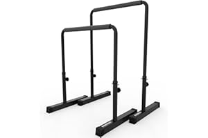 Synergee Dip Bar. Adjustable Dip Station from 30” – 39” for Dips, Inverted Pull Ups. Max capacity 400 lbs. Portable Dip Stand