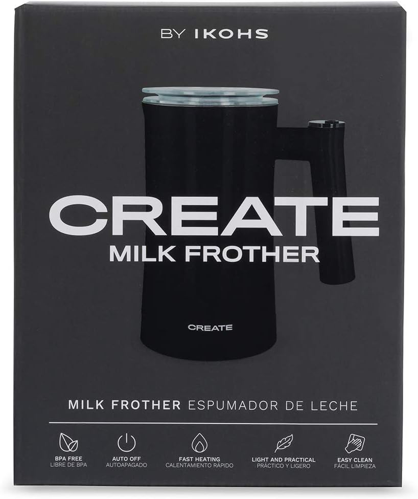 Café Espumador de leche para Leche Espumador Leche Automático Negro 350 ml  Vaporizador de Leche Eléctrico de Hacer Leche Fría y Caliente CREATE IKOHS  MILK FROTHER Capuchino,Chocolate Batidoras espumadoras de leche automáticas
