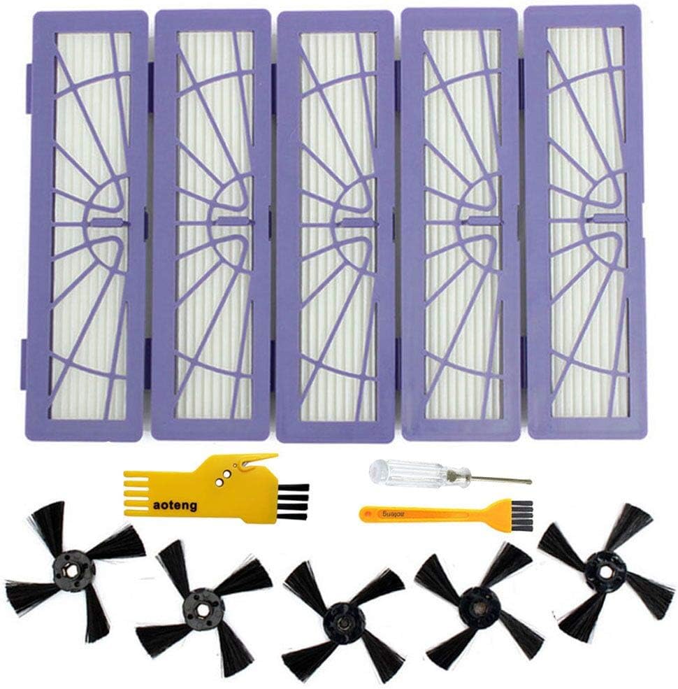 aotengou 5PCS Side Brushes and 5PCS High-Performance Filter Replacement Accessories Kit for Neato Botvac Connected D…