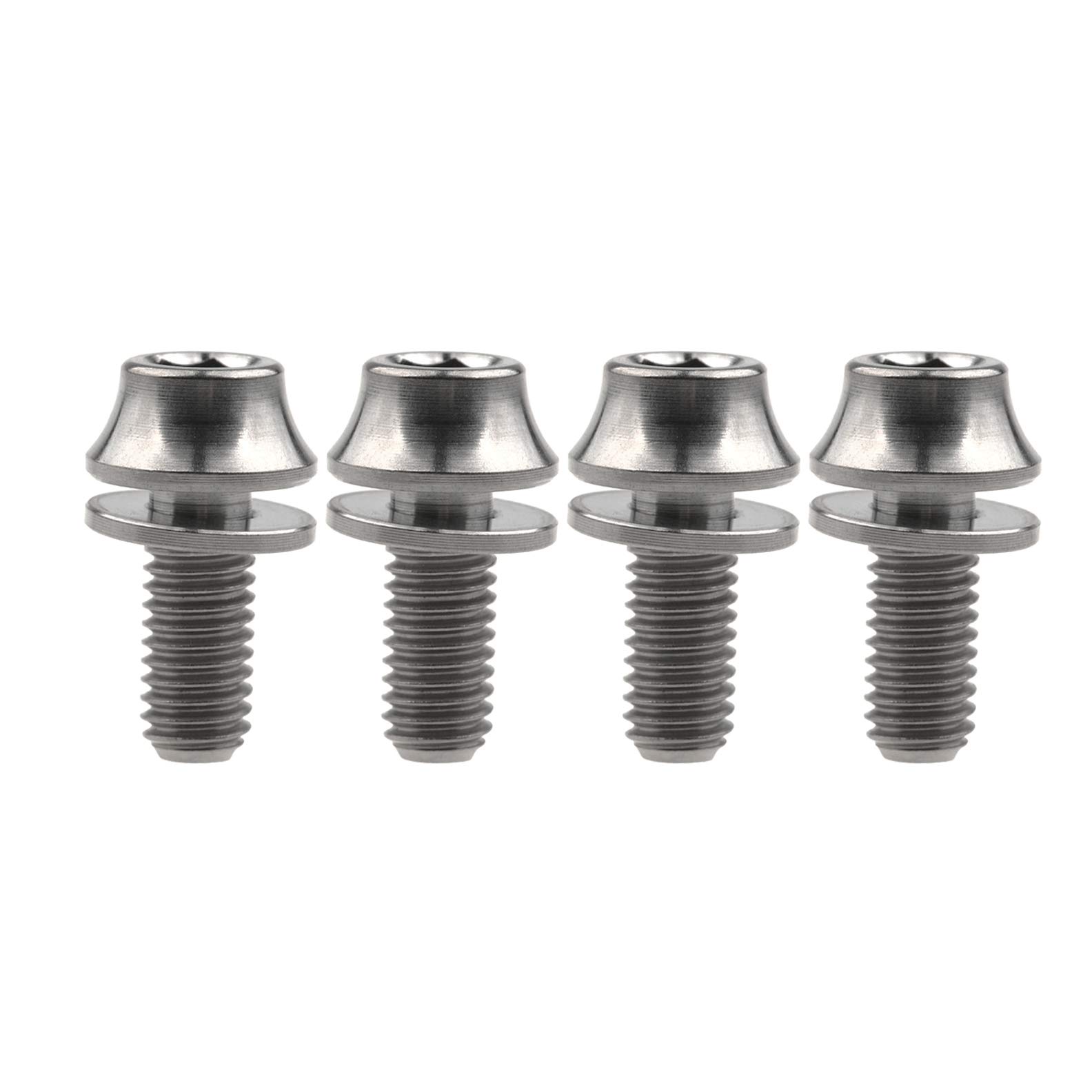 Titanium M5x12mm with Washers Bicycle Water Bottle Cage Hex Bolts Pack of 4 (Normal Titanium)